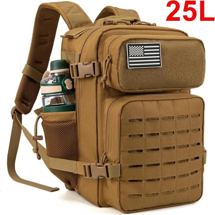 Only-Bags.Store Taktischer Rucksack Outdoor Survival Bug Out Bag kleiner Schulrucksack Hking mit Getränkehalter (25 l)