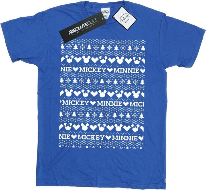 Disney Mickey And Minnie Christmas Fair Isle TShirt (M)