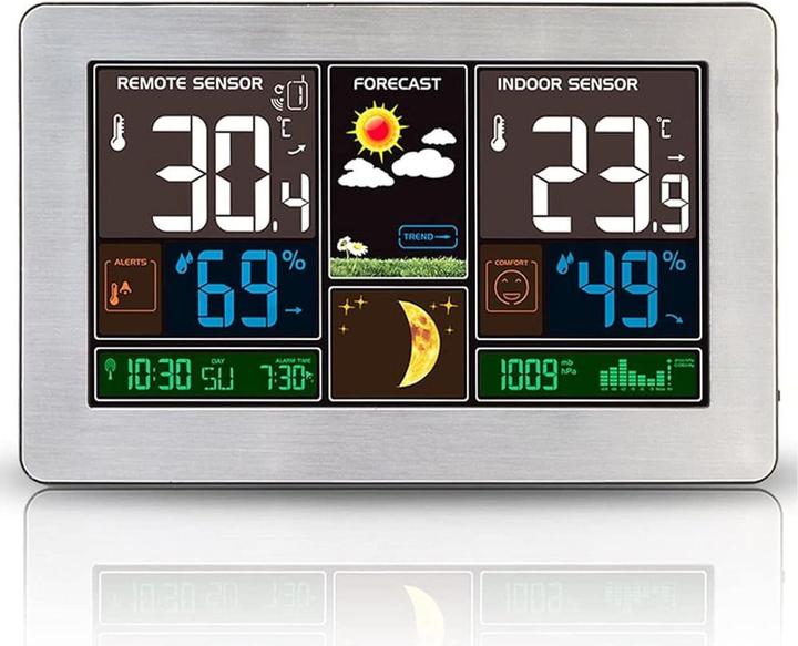 Actual product image Vorrinc Wetterstation mit Funkuhr und Aussensensor