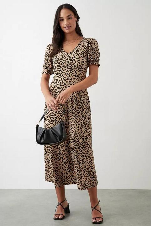 Image du produit Dorothy Perkins Womens/Ladies Leopard Print Robe midi à manches courtes (38)
