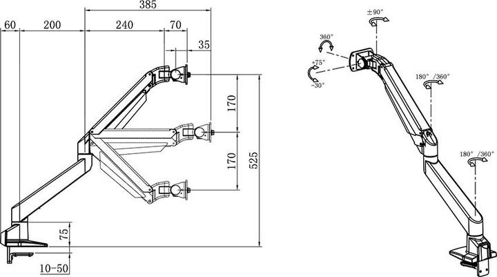Produktbild Multibrackets M Gas Lift für 49" Samsung G9 (Tisch, 49")