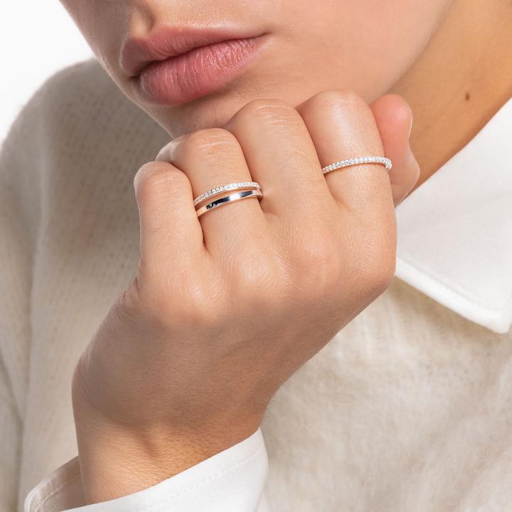 Immagine prodotto Thomas Sabo Anello doppio pietre bianche argento (50, 925 Argento)