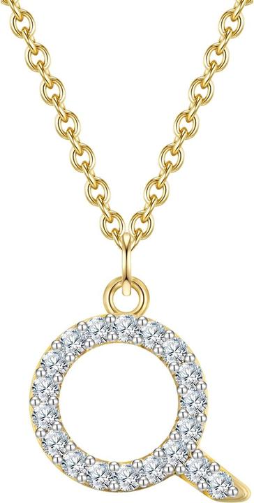 Glanzstücke München Damen Buchstabe Q Sterling Silber Zirkonia Gelbgold 45,0 cm Basiskette + 5,0 cm Verlängerung - 32122 (Sterling Silber, 40 - 45 cm)
