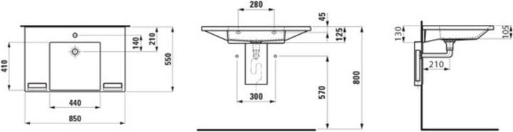 Actual product image Laufen Liberty Line washbasin, barrier-free, made of Marbond, 1 tap hole, without overflow, 850x550m (600 mm, 915 mm)