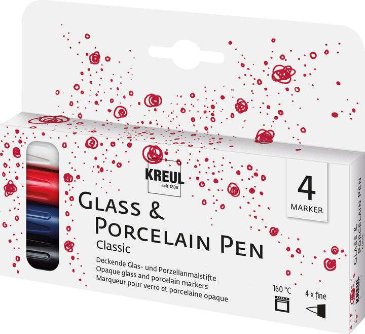 Produktbild Kreul Glas- und Porzellanstifte (Weiss, Royalblau, Kirschrot, Schwarz)