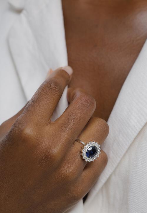 Produktbild Elli Ring Cocktailring Saphirblau Royal Zirkonia 925 Silber (52, 925 Silber)