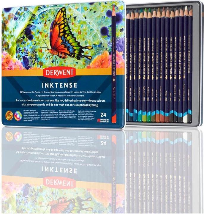 Image du produit Derwent Crayon de couleur Inktense Set 24 étui métallique (Multicolore, multicolore, 24 x)