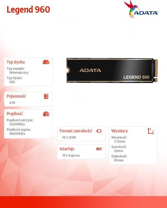 Produktbild Adata Legend 960 (4000 GB, M.2 2280)