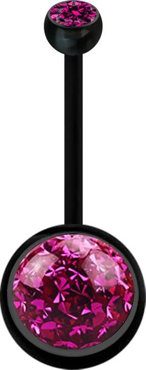Produktbild Star Piercing Banane schwarz mit Kugel Kristall fuchsia und Kugel Kristall fuchsia Epoxy Schutzschicht (Bioflex, ohne Messing)