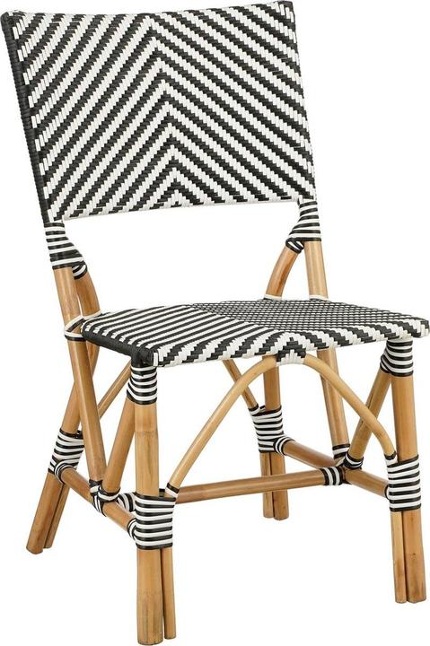 Image du produit Mica Decorations Glimmerdekorationen Mandox Bistro Stuhl - L45.5 x B57 x H89 cm - Rattan - Schwarz, Weiss