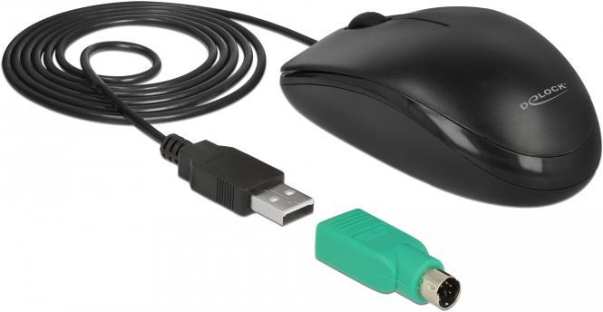 Produktbild Delock 12534  USB Typ-A + PS/2 Desktop Maus (Kabelgebunden)