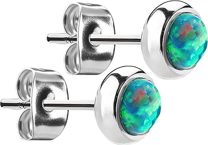 Star Piercing Ohrstecker silber mit Opal grün (Chirurgenstahl 316L, ohne Messing)