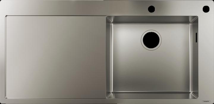 Actual product image hansgrohe HG inset sink 450 m off. left S717-F450 stainless steel (Top-mounted sink, 51 cm, 104.50 cm)