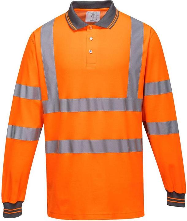 Portwest Mens Hi-Vis Long-Sleeved Safety Polo Shirt (S)