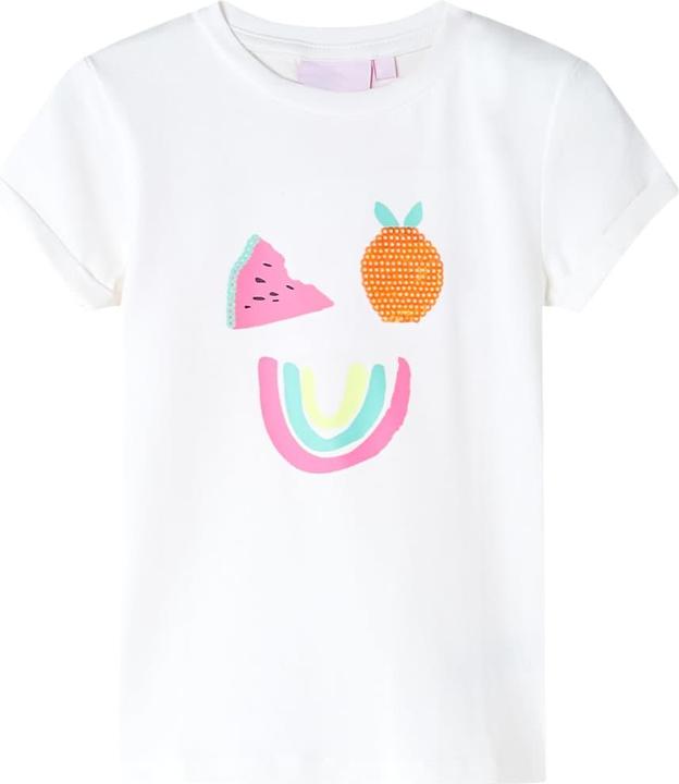 VidaXL Kinder-T-Shirt Ecru 128,Material: 95 % Baumwolle. 5 (128)