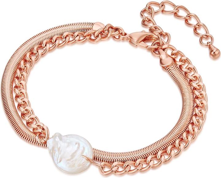 Produktbild Lulu & Jane Messing Süsswasser-Zuchtperle roségold 19,0 cm Basislänge + 5,0 cm Verlängerung - 33106 (19 cm, Messing)