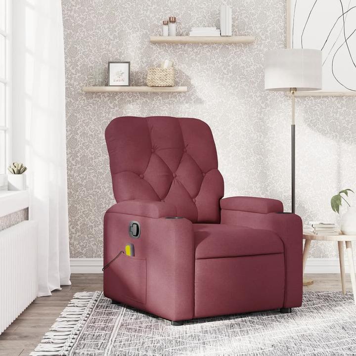 VidaXL Massagesessel Weinrot Stoff,Farbe: Weinrot,Material: Stoff