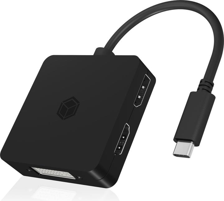 Produktbild Icy Box Videoadapter IB-DK1104-C 4w1 USB TYPE-C (USB Typ-C, DVI, VGA, HDMI, 6 cm)