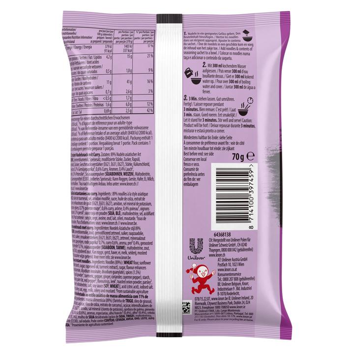 Actual product image Knorr Asia Noodles Curry Bag, Asian instant noodles snack, prepared in just 3 minutes. (70 g)