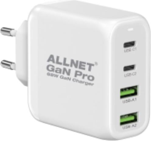 Actual product image Allnet Replacement power supply QC USB-C PD GaN power supply Power Supply 68 Watt 2x USB Type-A QC, 2x USB (68 W)