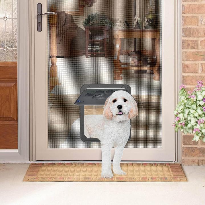 Produktbild Enjoying Hundeklappe mit Verriegelungsfunktion für Fliegengittertüren und -Fenster (Magnetische Katzenklappe)