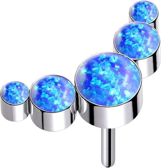 Star Piercing Threadless silber fünf Opale blau (Titan G23, ohne Messing)
