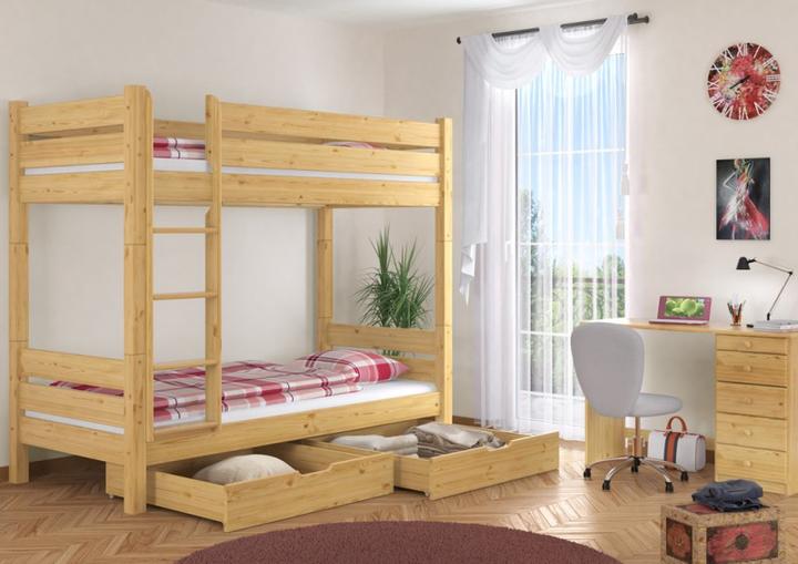 Produktbild Erst-Holz Etagenbett Kiefer 100x200 teilbar, mit 2 Rollroste 2 Matratzen 2 Bettkästen 60.16-10T100MS2 (100 x 200 cm)