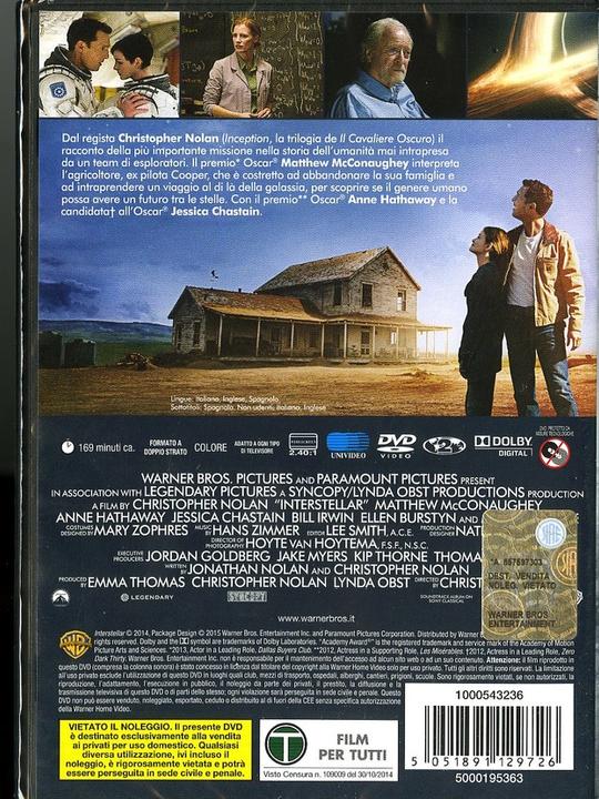 Produktbild Warner Bros Film Interstellar (DVD) (DVD, 2015, Englisch, Spanisch, Italienisch)