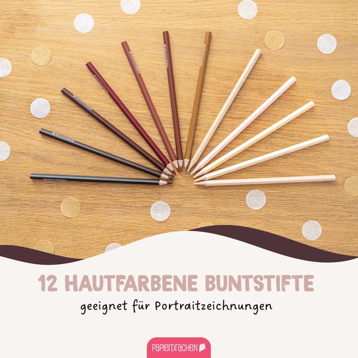 Image du produit Papierdrachen 12 Buntstifte in Hautfarben (12 x)