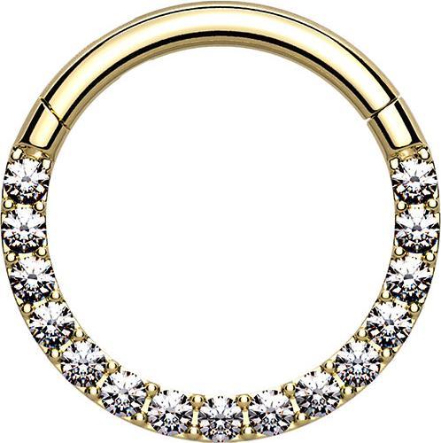 Immagine prodotto Star Piercing Anello a segmenti incernierato con cristalli frontali placcati oro argento (senza ottone, Acciaio chirurgico 316L)