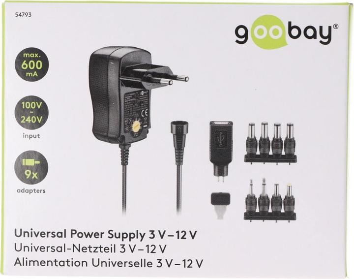 Actual product image Goobay 3 V - 12 V universal power supply