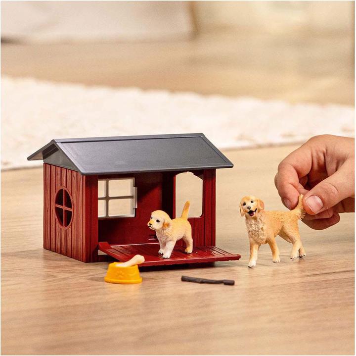 Actual product image Schleich Dog kennel with golden retrievers