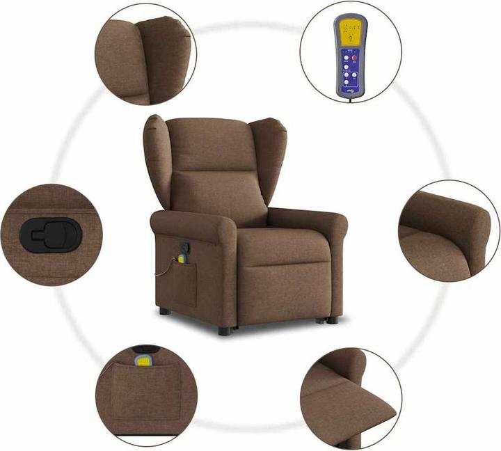 Immagine prodotto VidaXL Poltrona massaggiante con ausilio stand-up in tessuto marrone