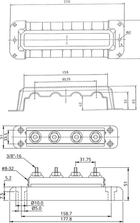 Produktbild Victron Energy Sammelschiene 600A 4P M10 + cover (Verteiler)