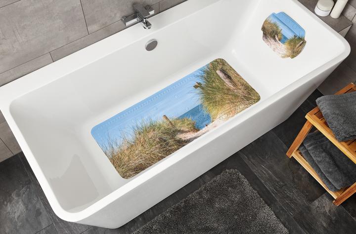 Produktbild Kleine Wolke Badewanneneinlage Borkum 36 x 92 cm, Beige/Grün/Hellblau (36 x 92 cm)