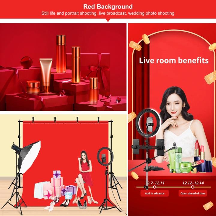Image du produit Puluz 2x2m Photo Studio Background Stand Kit with Red / Blue / Green Backdrops (200 cm)