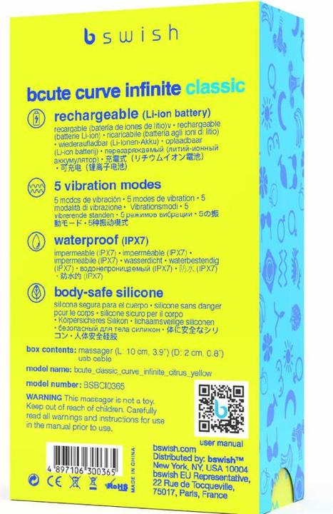 Actual product image Bswish B Swish - Bcute Curve Infinite Classic Vibrador Recargable Silicona Amarillo