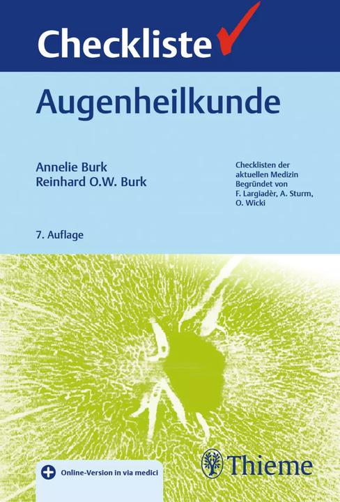 Produktbild Checkliste Augenheilkunde (Deutsch, Reinhard Burk, Annelie Burk, 2023)