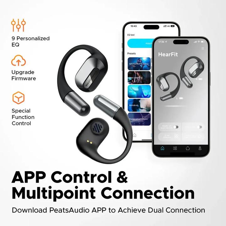 Actual product image Soundpeats HearFit wireless headphones (black) (22 h, Wireless)