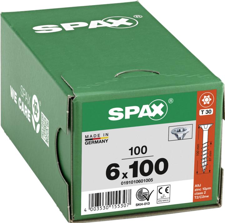 Produktbild Spax Spanplattenschrauben SK T30 6,0x100 mm (100 Schrauben pro Stück)