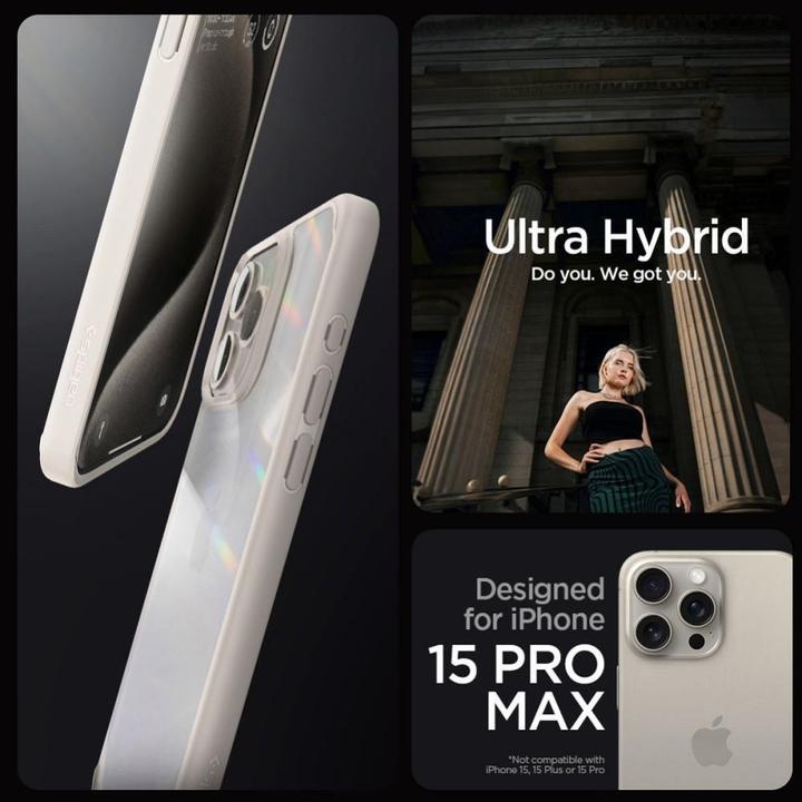 Actual product image Spigen Ultra Hybrid case for iPhone 15 Pro - natural titanium (Apple iPhone 15 Pro)