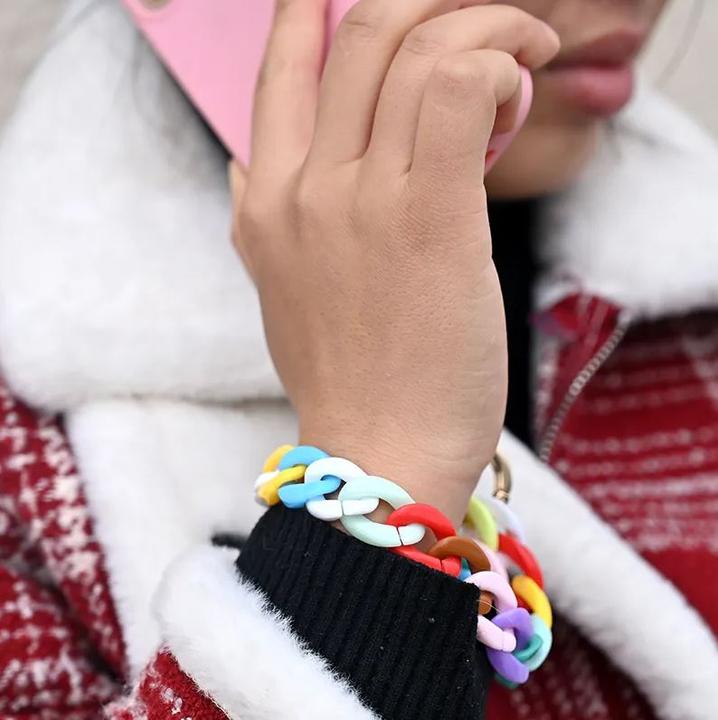 Produktbild PhoneLook Universalarmband Befestigung für Schale/Gabel Telefon bunte Kette Mintgrün