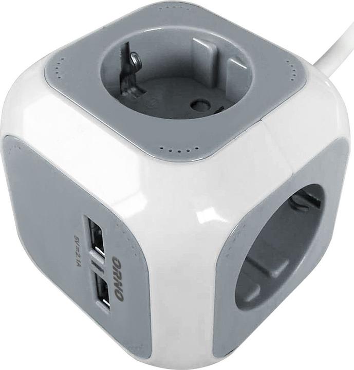 Orno PRZEDŁUŻACZ 4 KROTNY 2P + Z ŁADOWARKA 2 X USB, 1.4 M