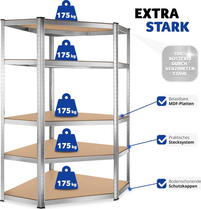 Actual product image tectake Garage shelving unit corner shelf, heavy-duty Manfred