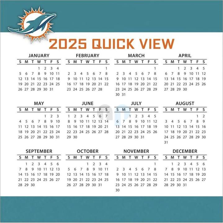 Valeurs nutritives et ingrédients NFL - Miami Dolphins - Calendrier de bureau 2025 (Espagnol, Italien, Anglais, Allemand, Français)