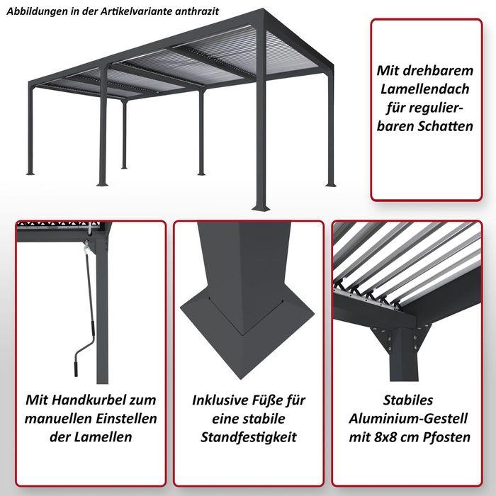 Produktbild Mendler Alu Pergola HWC-L41, Lamellen-Pavillon, stabiles 8cm-Metall-Gestell 3x6m - anthrazit (300 cm, 306 cm)