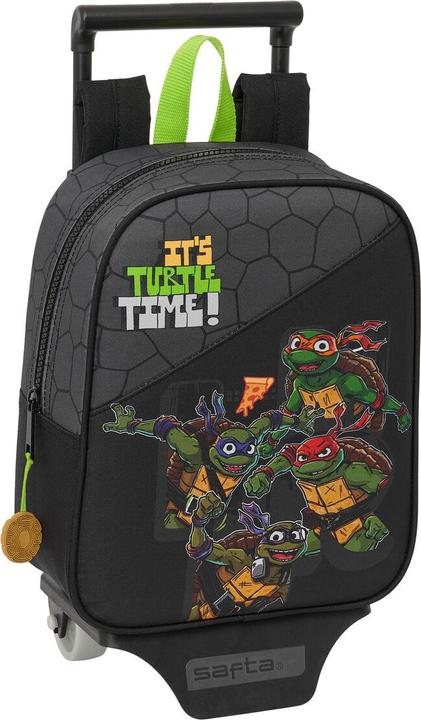 Teenage Mutant NT Schulrucksack mit Rädern Schwarz Grau 22 x 27 x 10 cm