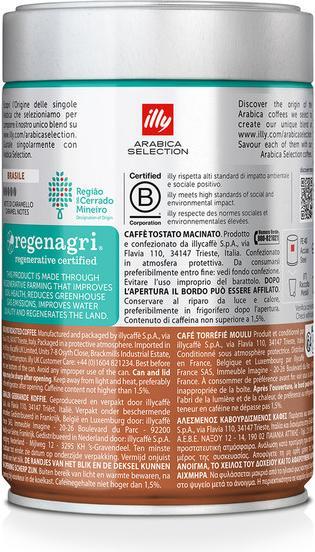 Valeurs nutritives et ingrédients Illy Brazil Cerrado Mineiro (Torréfaction moyenne, 250 g)