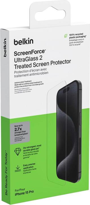 Actual product image Belkin ScreenForce Pro UltraGlass2 (1 Piece, Apple iPhone 15 Pro)