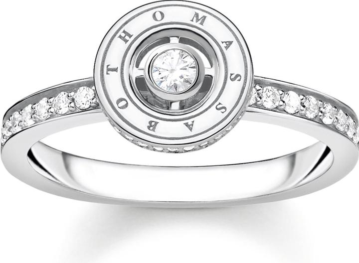 Thomas Sabo Ring Kreis mit Weissen Steinen Pavé Silber (56, 925 Silber)